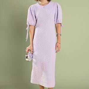 English Factory Smocked Midi Dress - Lavender
